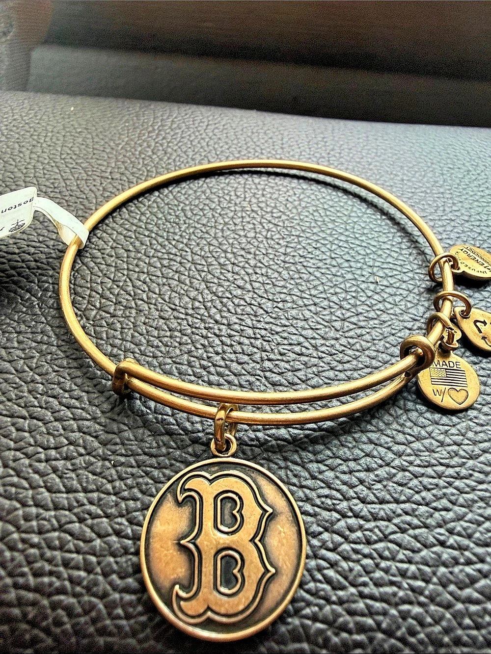 Alex and Ani Boston Red Sox Logo Charm Bangle Gold